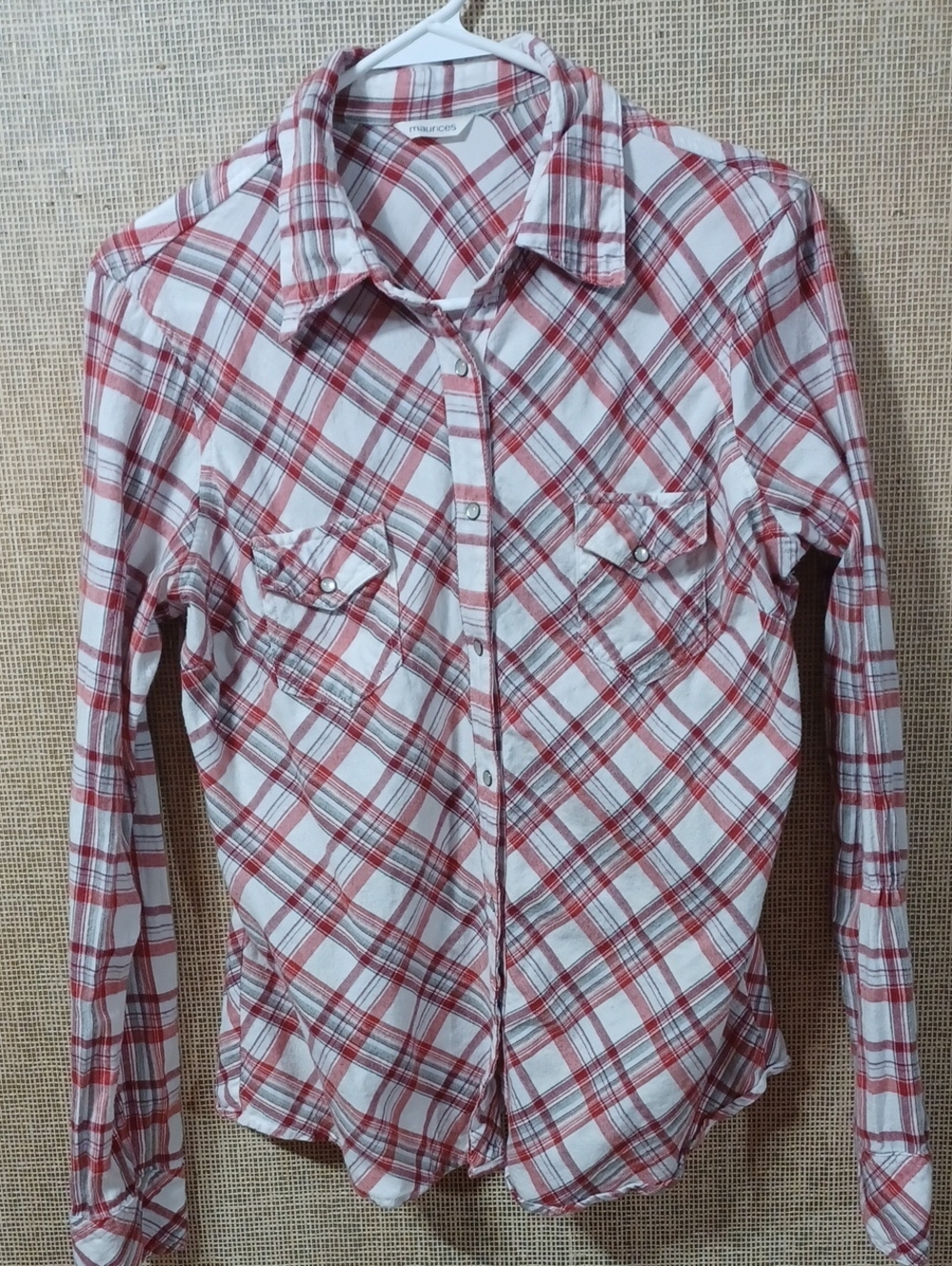 Maurices White and Red Plaid Button-Down Shirt for Kids